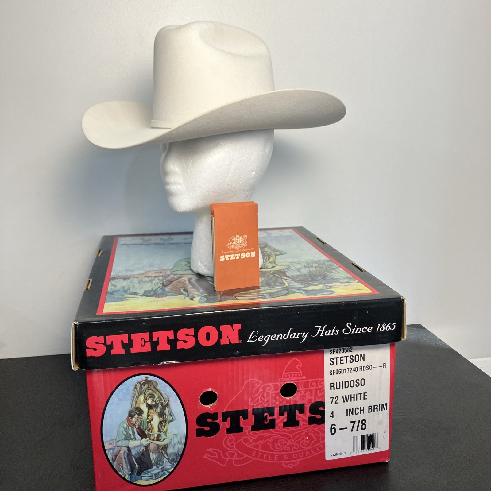 Rare Stetson 6X Beaver Ruidoso Sz 6 7/8 White Cowboy Hat New In Box Rare Stetson 6X Beaver Ruidoso Sz 6 7/8 White Cowboy Hat New In Box