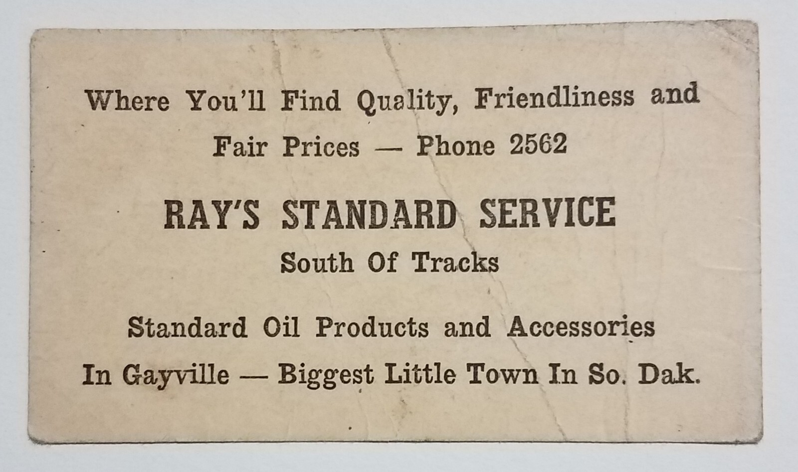 Ray\'s Standard Service Oil Gayville South Dakota Risque Business Card 1950s-60s