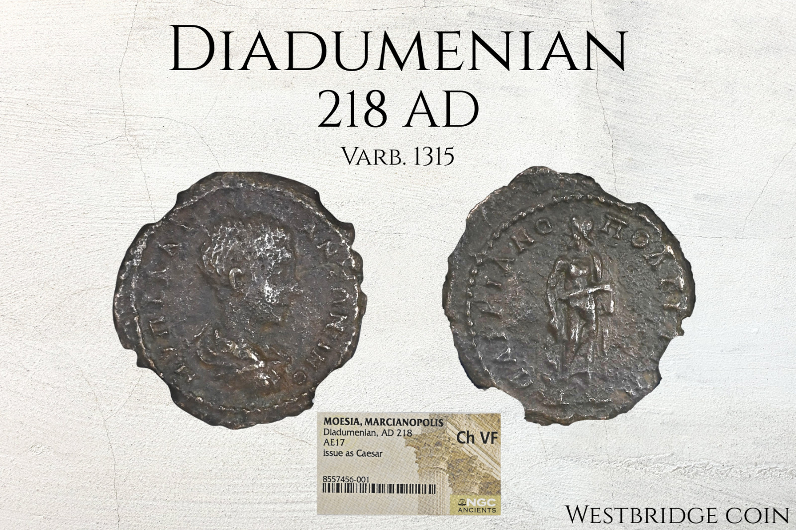 Diadumenian 218 AD NGC Ch VF • Roman Provincial Bronze • Marcianopolis