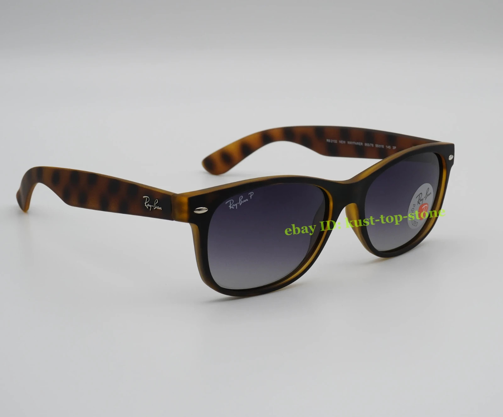Ray-Ban RB2132F 865/78 New Wayfarer Gray  Polarized Sunglasses Matte Havana 55mm