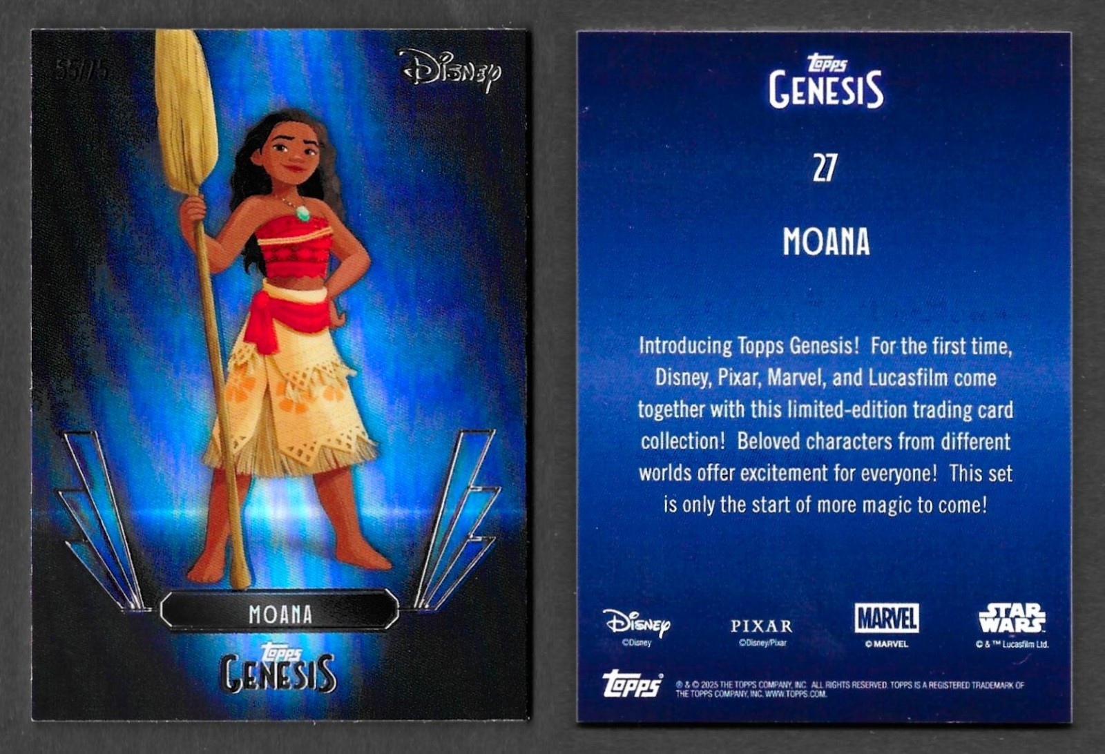 Topps Disney Genesis 2025 #27 Moana Blue Parallel /75