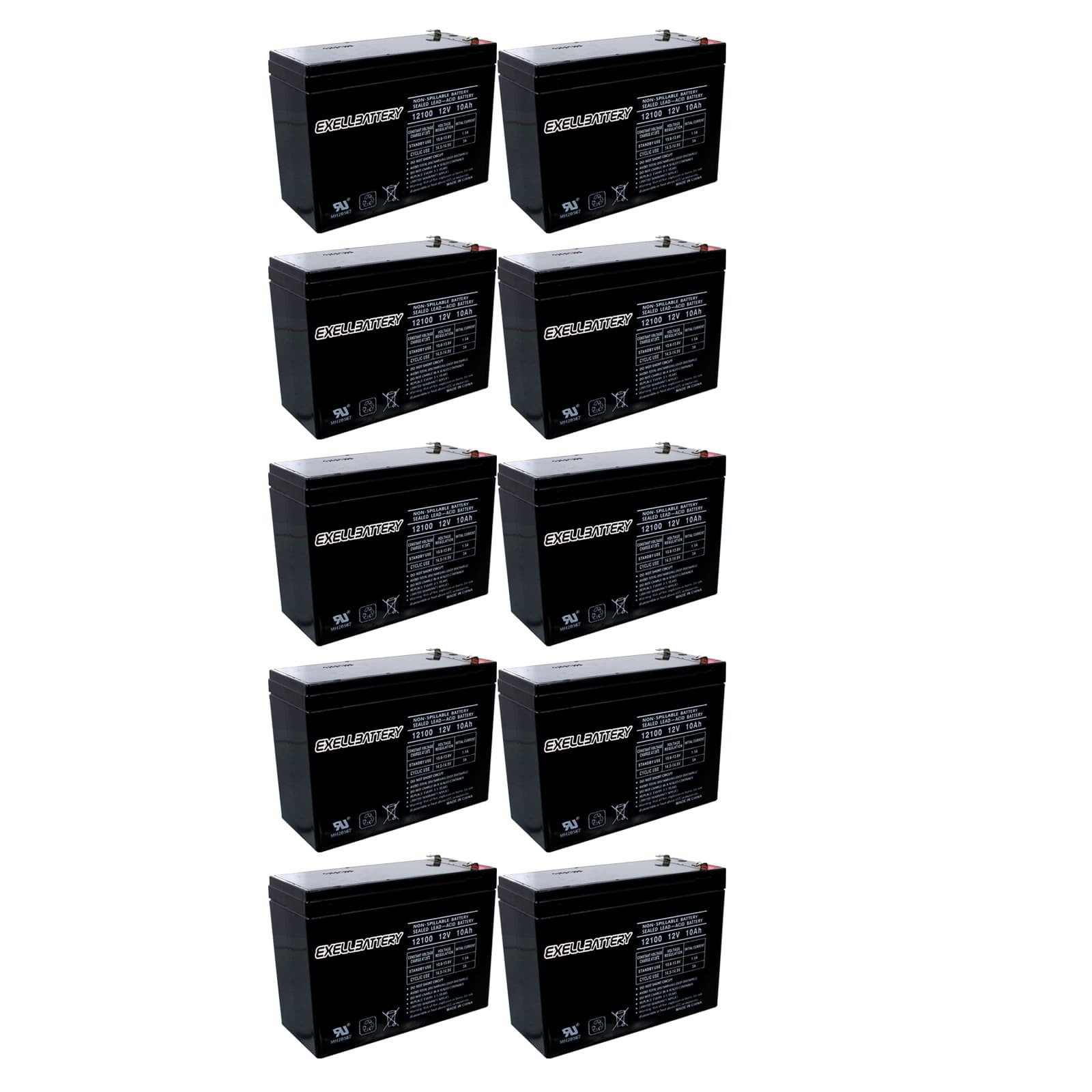 NEW 10pc 12V 10Ah SLA Battery EB12100-S F2 For UB12100-S (19.70EA)