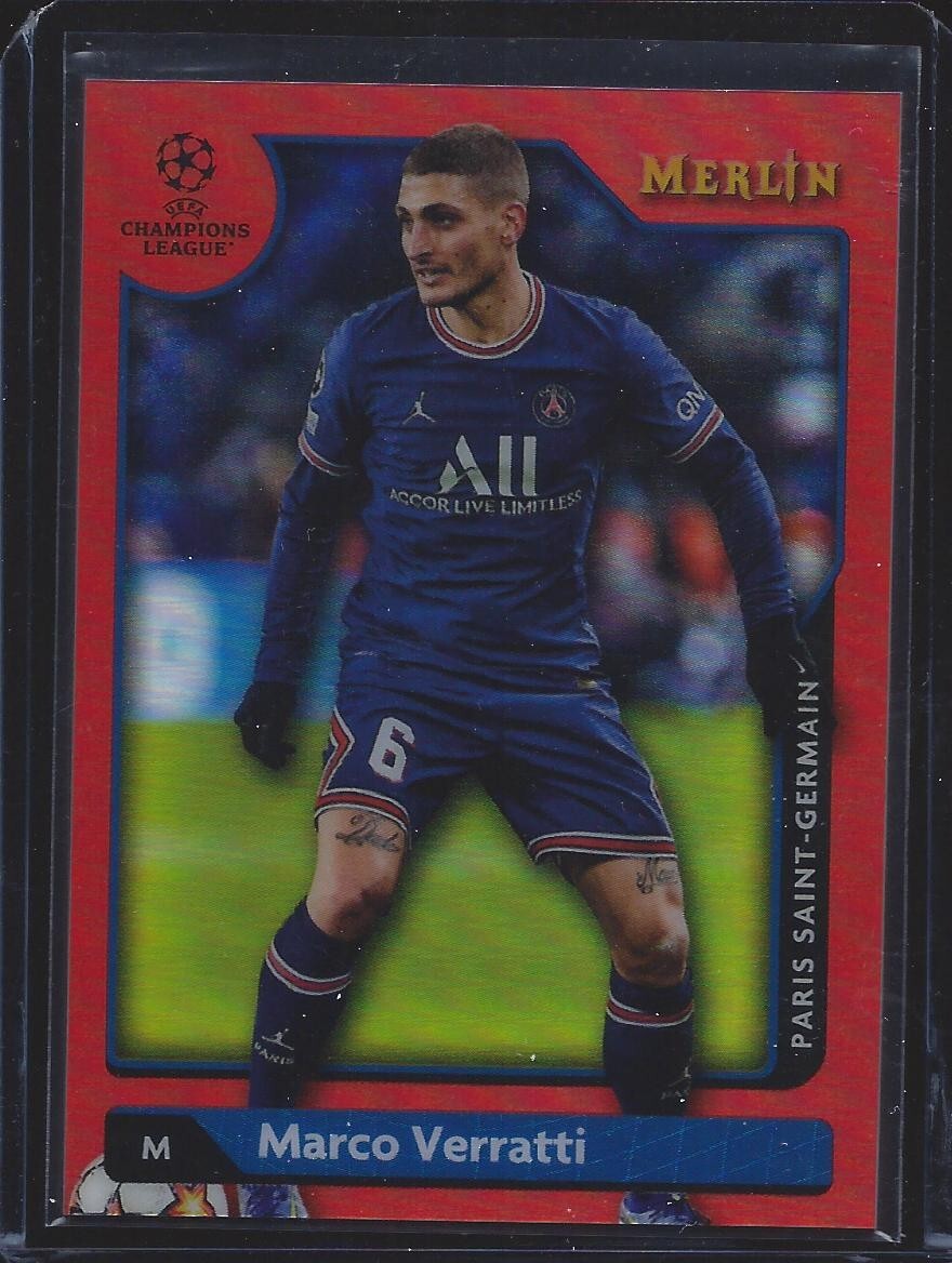 2021-22 Topps Chrome Merlin Red Refractor Marco Verratti /10 PSG 