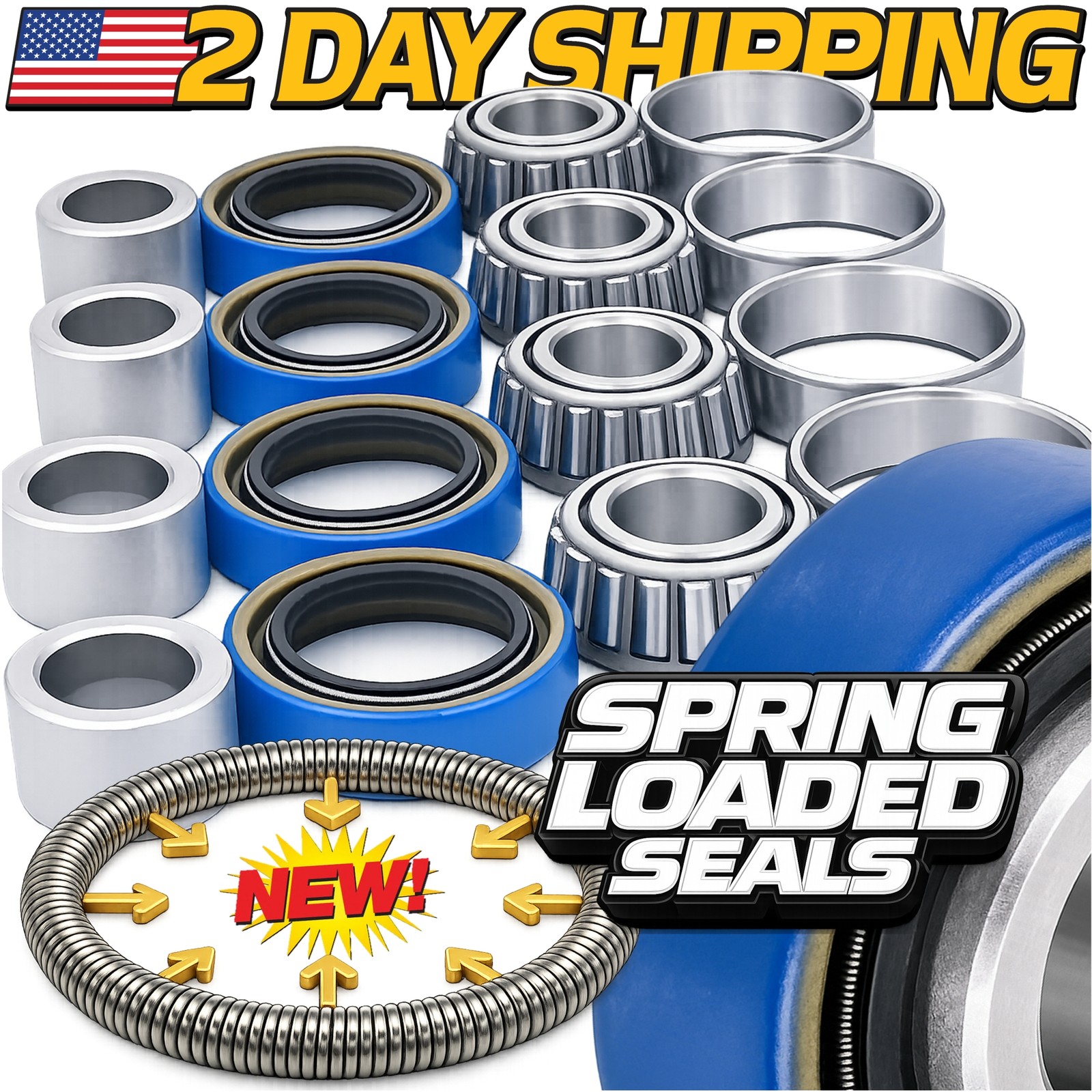 (2 Kits) Front Wheel Bearing Rebuild Kit fits Scag 482621 - OEM UPGRADED SEAL (2 Kits) Front Wheel Bearing Rebuild Kit fits Scag 482621 - OEM UPGRADED SEAL