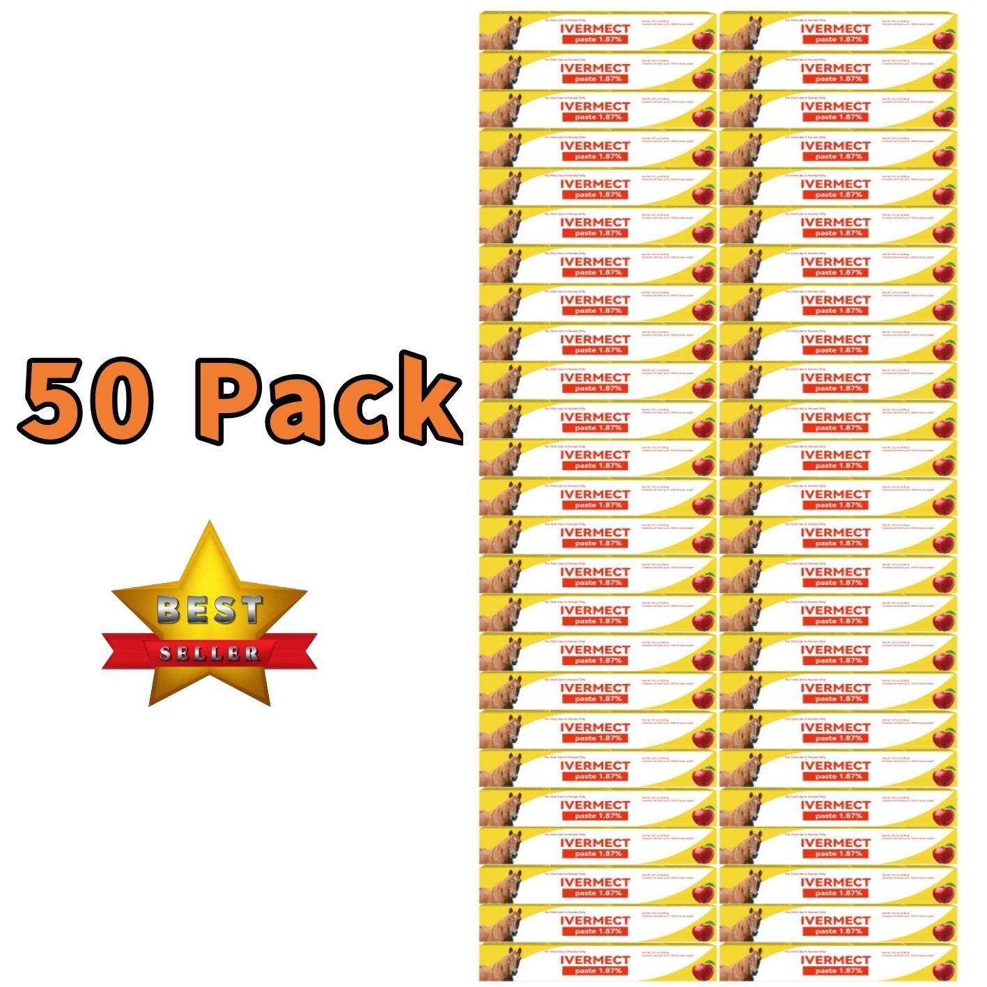 50 Pack Paste Horse Dewormer, Apple Flavor Wormer US  EXP 1/2028 Discount Price