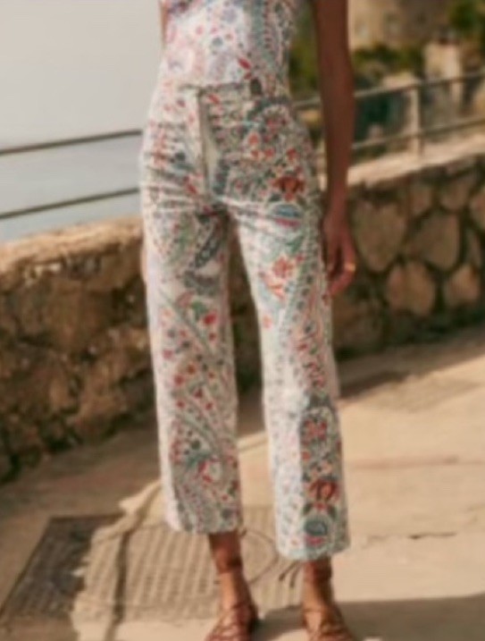 NWT Sézane Martin Crop Trousers in Milo Print FR38/US 6 New Gorgeous High Rise