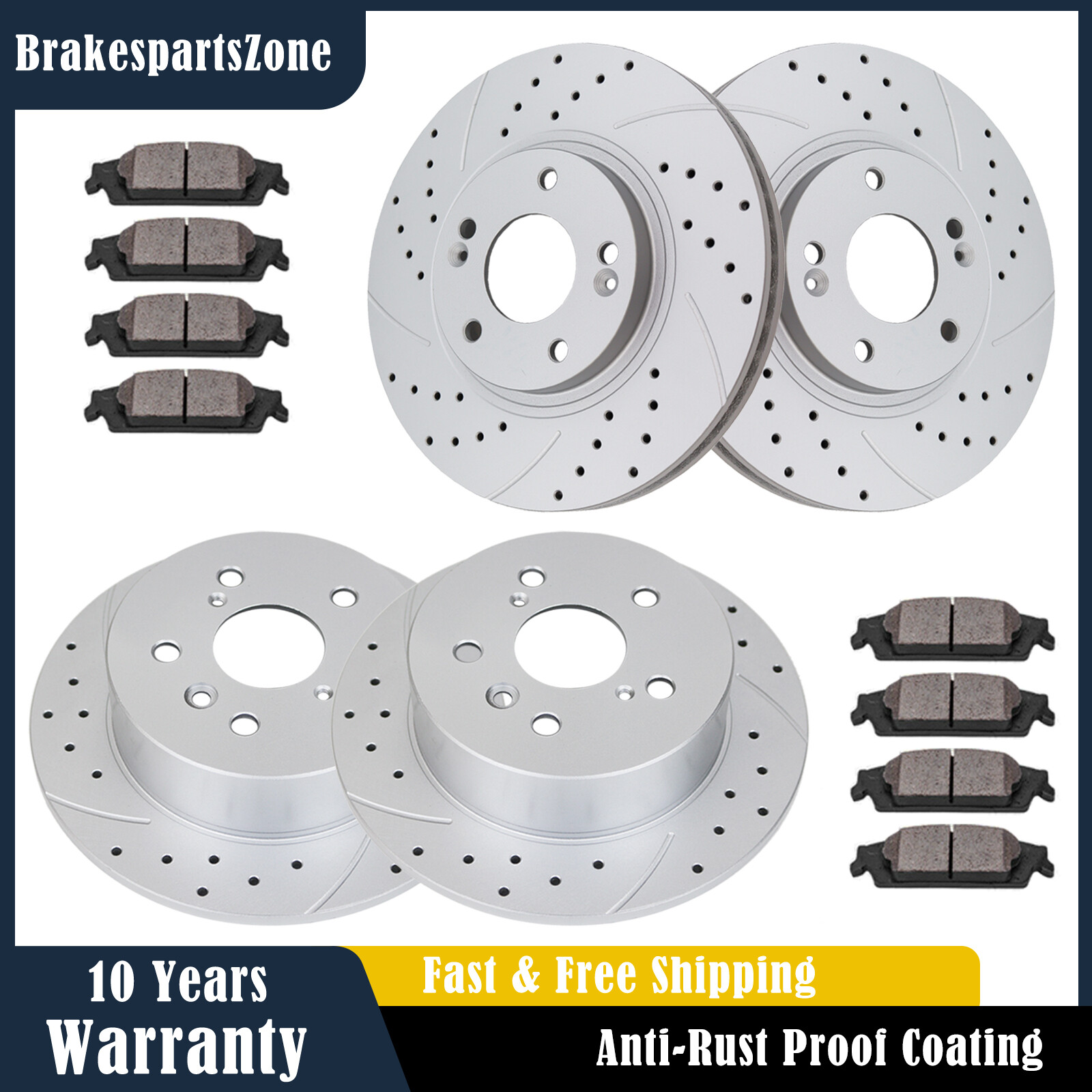300mm Front and 284mm Rear Brake Rotors Pads fit for Kia Optima Sonata Slotted 300mm Front and 284mm Rear Brake Rotors Pads fit for Kia Optima Sonata Slotted