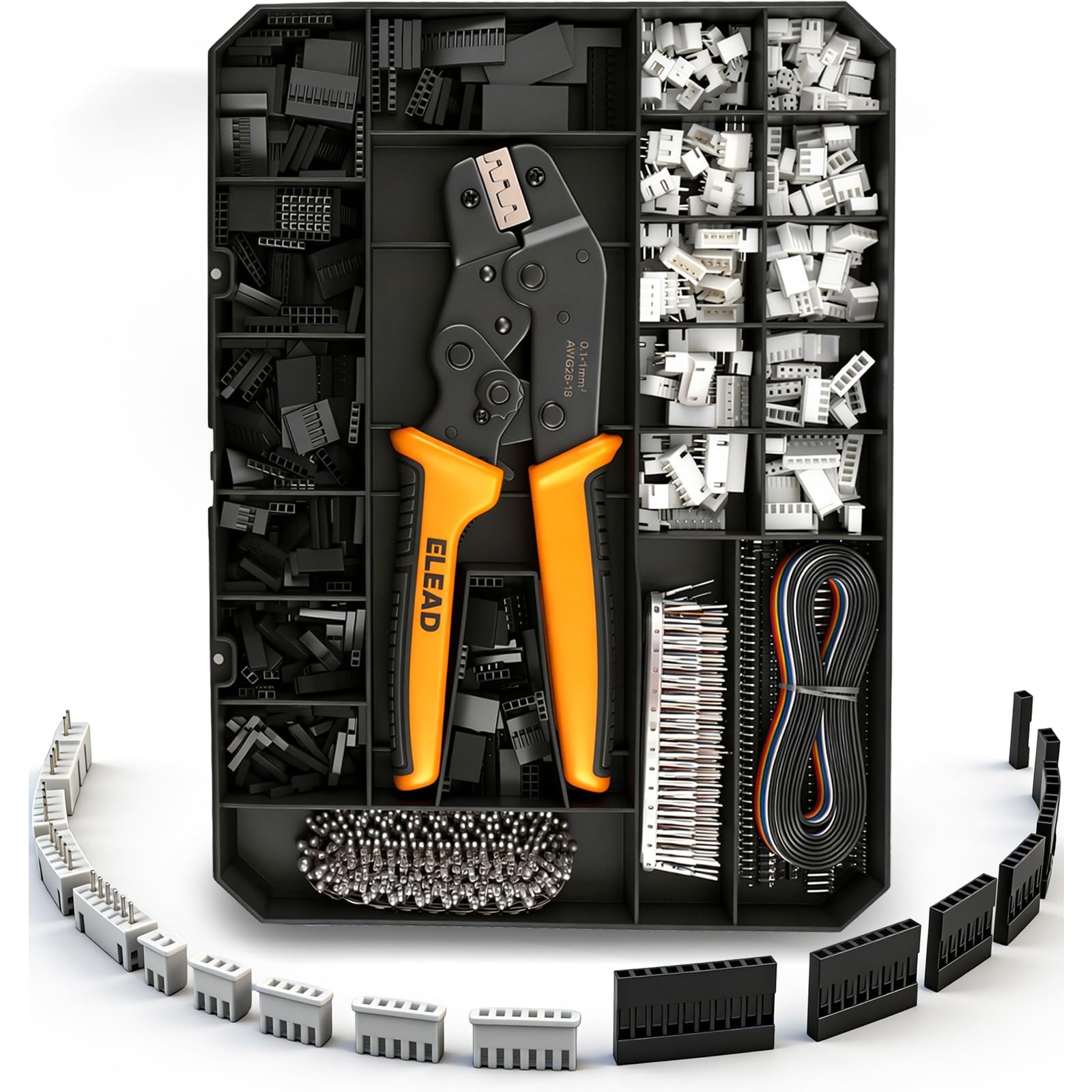 2020-Piece JST XH 2.54mm Connector Kit with Ratcheting Crimping Tool, 1P-10P ...