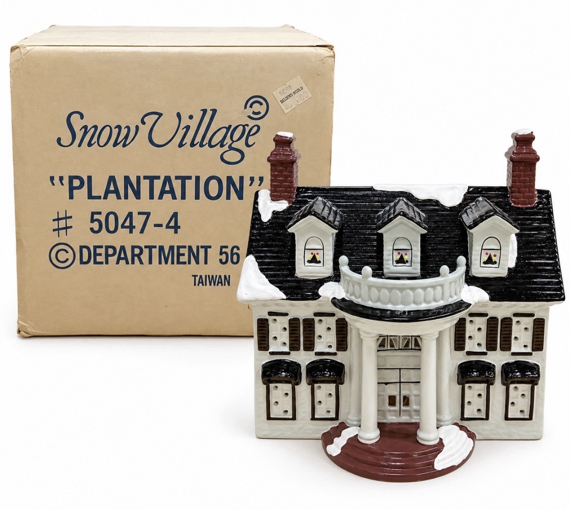 Dept 56 Snow Village Plantation House 5047-4 Vintage Retired Ceramic Lighted Box