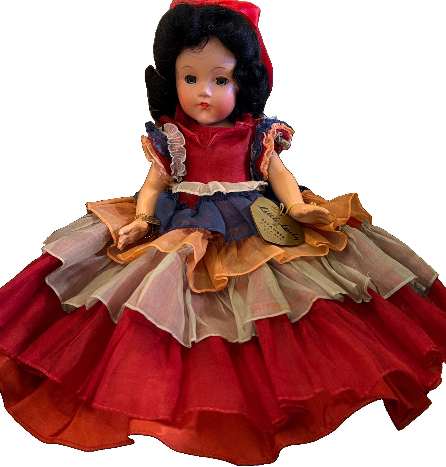Vintage 1940s Effanbee Little Lady 18” Composition Doll Original Outfit Tag