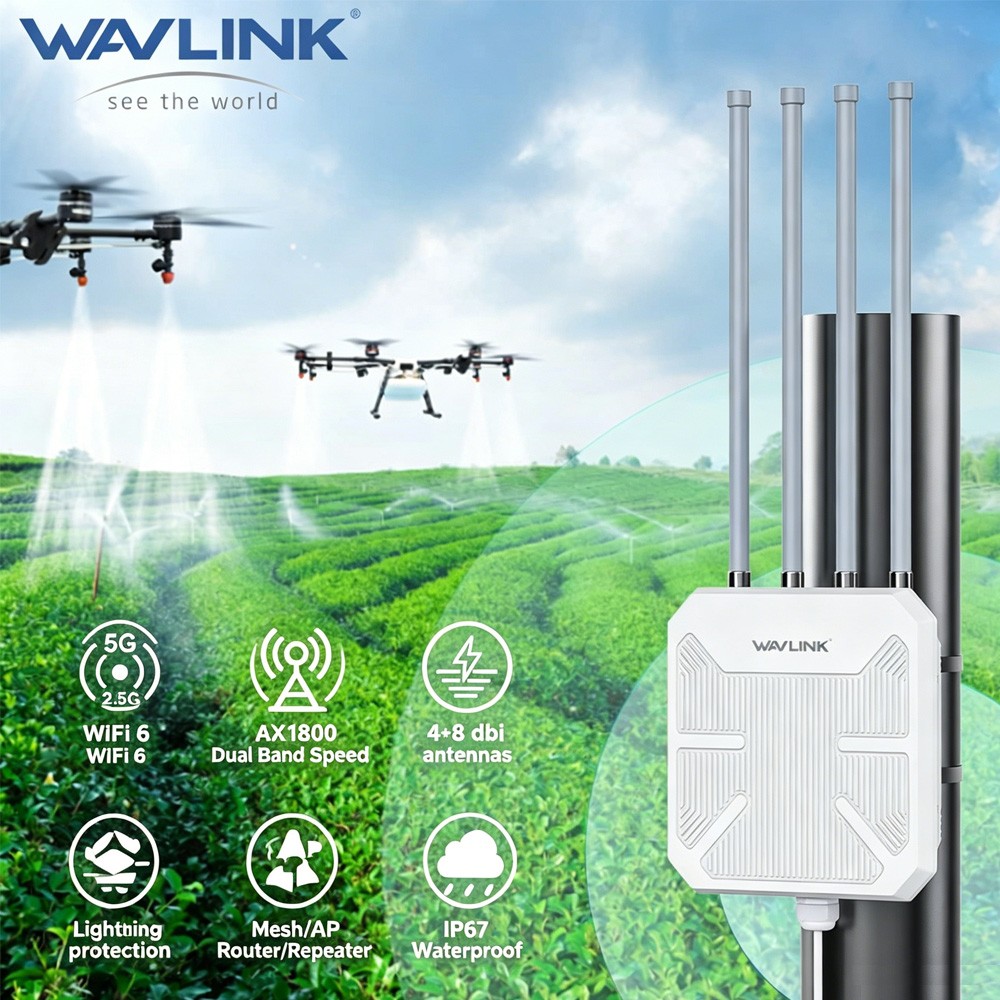 WAVLINK AX1800 Outdoor WiFi 6 Extender Router 200m Far for Farm Yard RV Garage