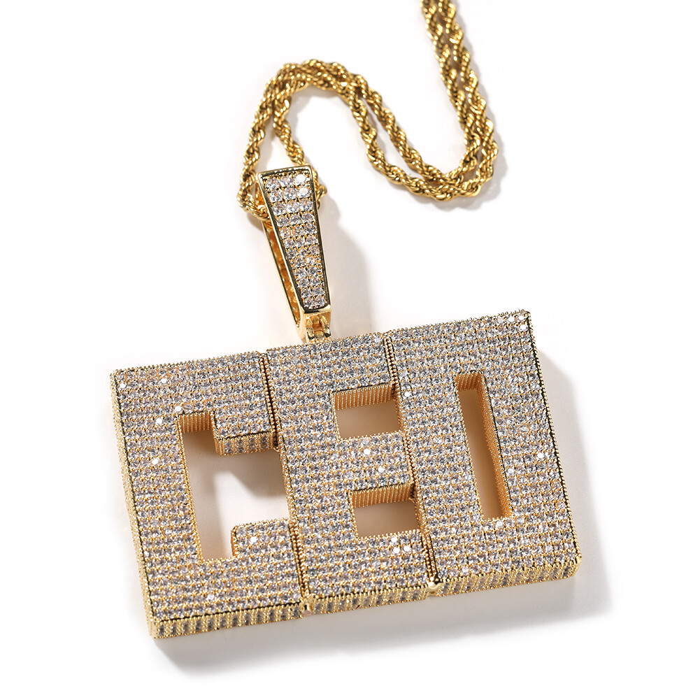Hip Hop DIY Custom Name Pendant Large A-Z Letters Numbers 5A Zircon Necklace