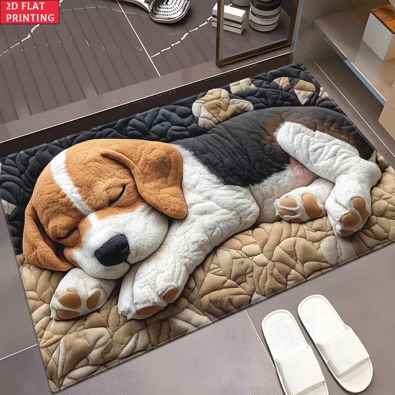 Sleeping Beagle Dog Non Slip Floor Mat Pet Lover Entryway Bathroom Decoration