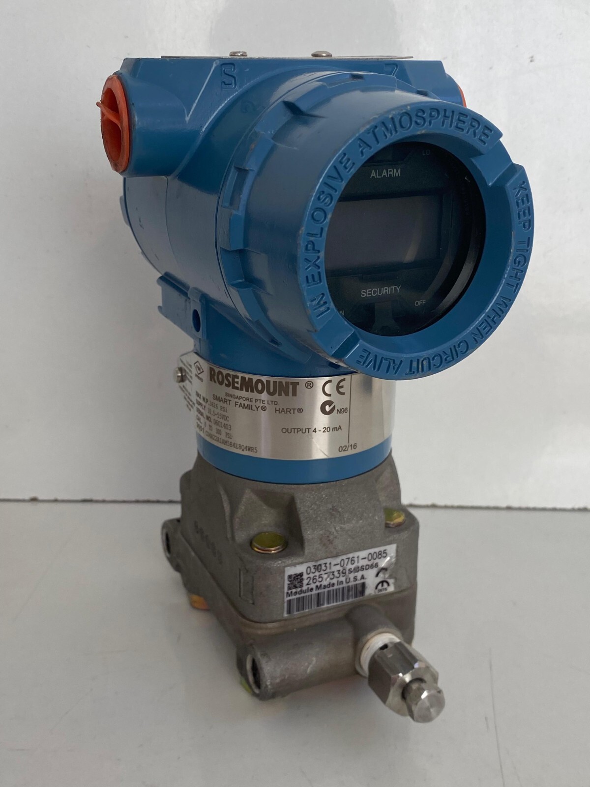 ROSEMOUNT / 3051 CD4A22A1AM5B4E8Q4WR5 / PRESSURE TRANSMITTER / 0761-0085