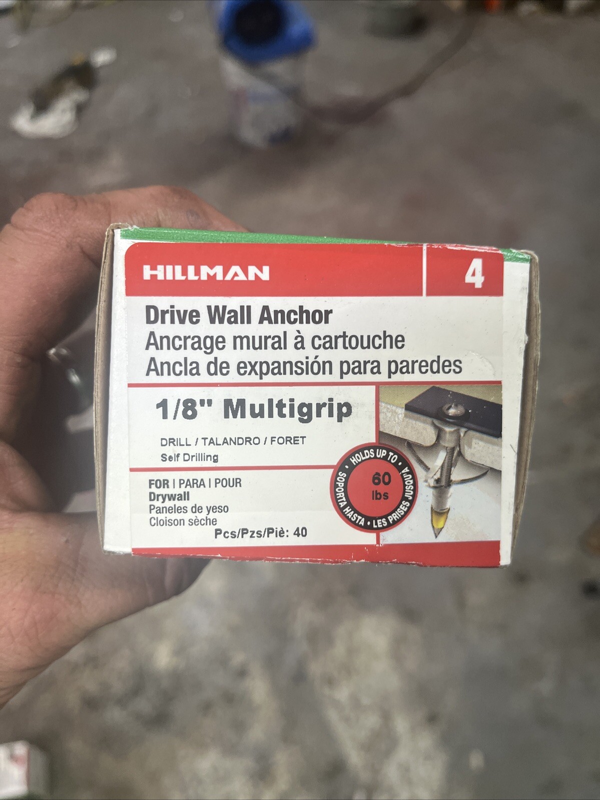 (40-Pk) Hillman Drive Wall Anchor Long Short L Zinc 1/8\