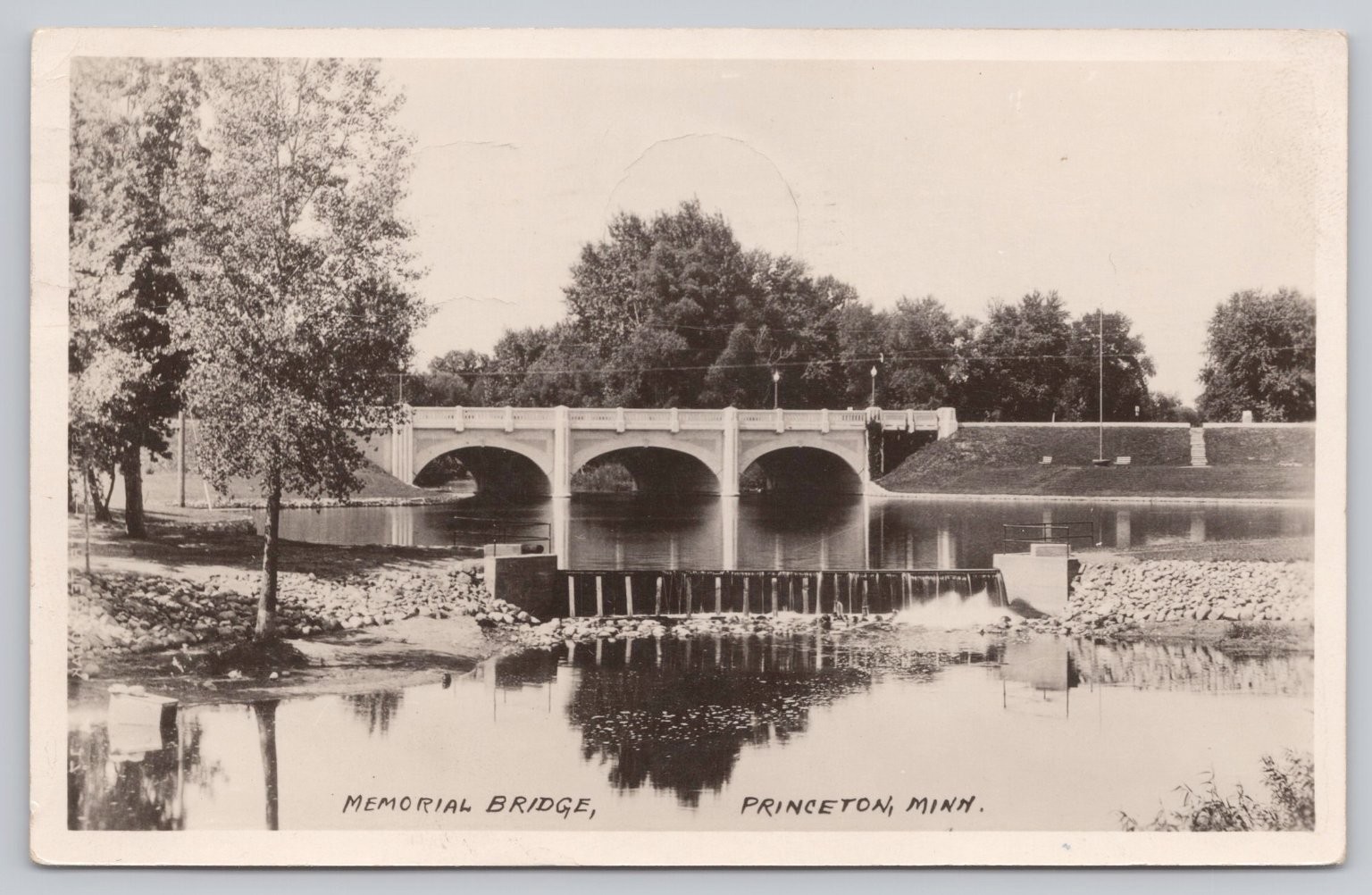 1942 Princeton MN Memorial Bridge Real Photo Postcard RPPC Minnesota River
