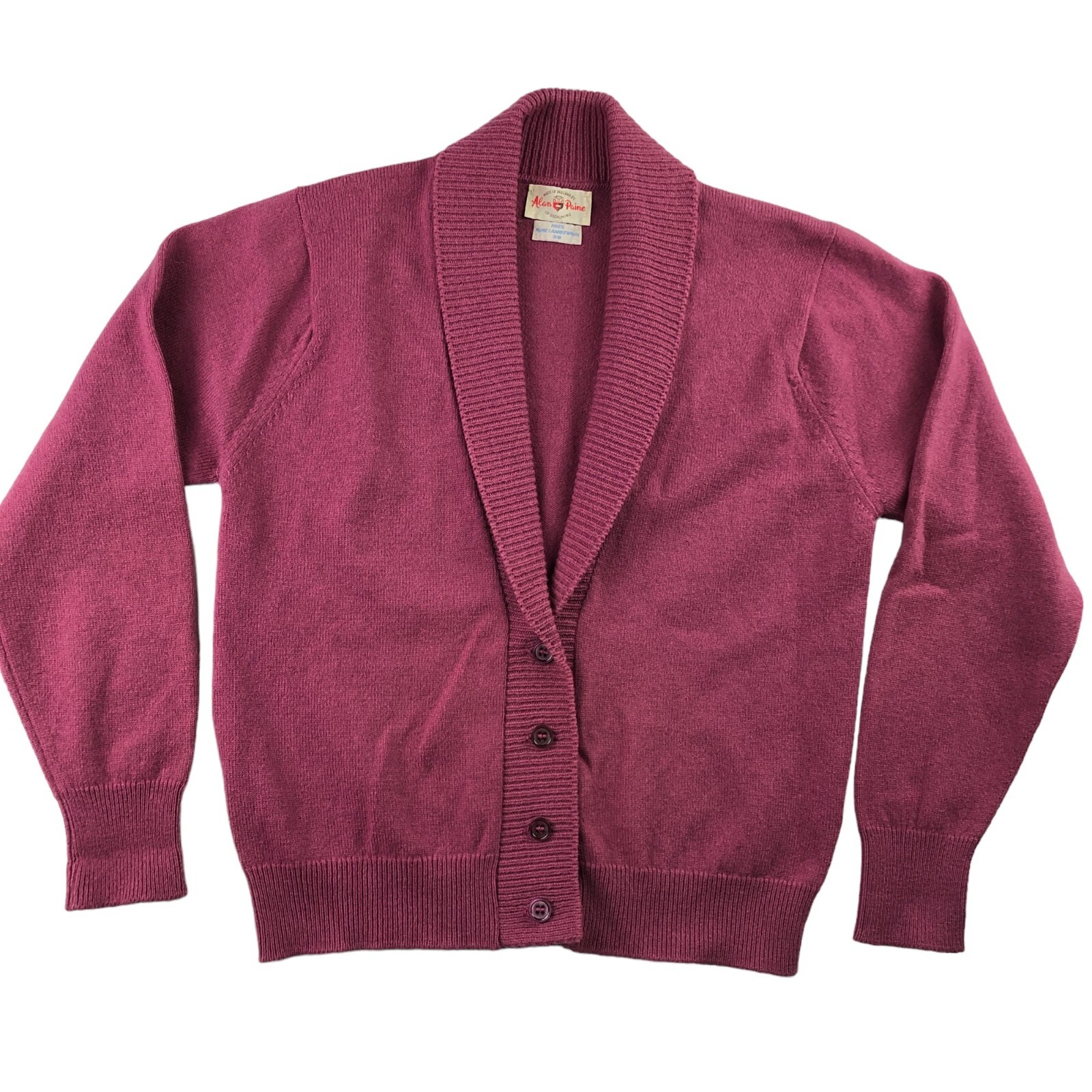 VTG Alan Paine England Women’s 100% Wool Shawl Collar Cardigan Sweater Pink • 38 VTG Alan Paine England Women’s 100% Wool Shawl Collar Cardigan Sweater Pink • 38