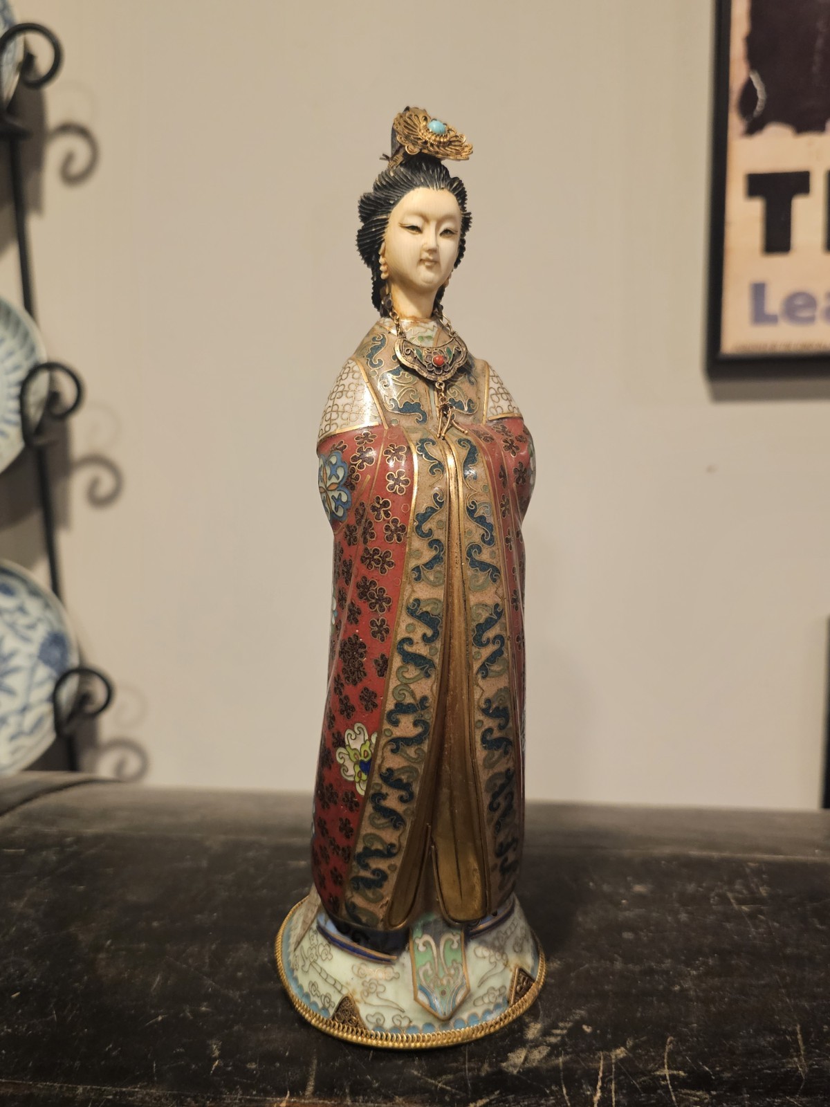 Chinese Cloisonne Doll Woman Figurine Qing To Republic Older Style Lady China Chinese Cloisonne Doll Woman Figurine Qing To Republic Older Style Lady China
