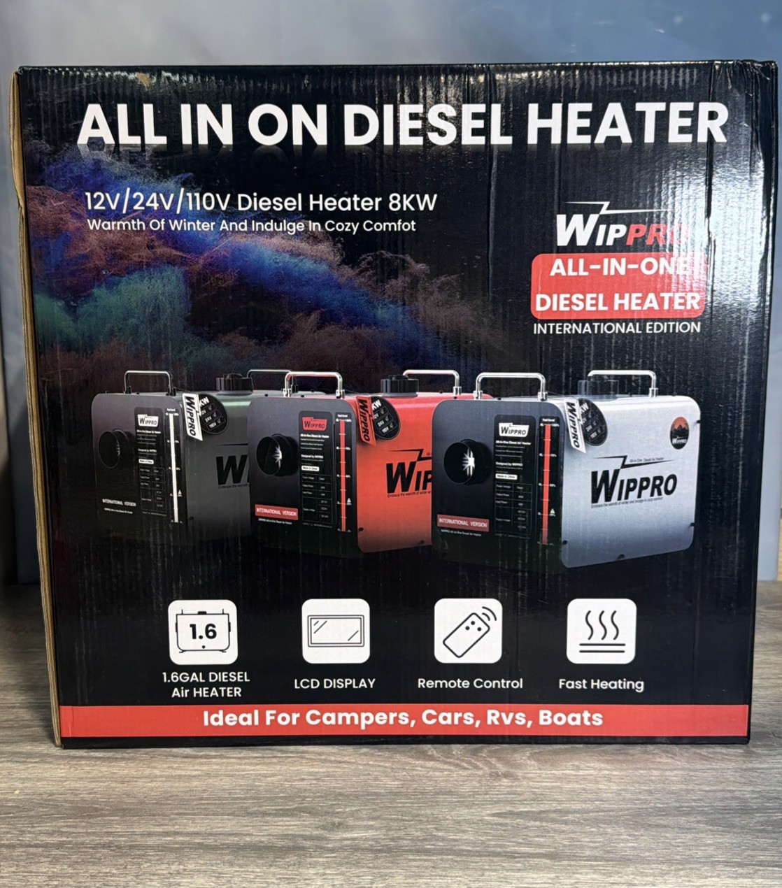 WIPPRO Diesel Heater 8KW, 12V 24V 110V All-in-One,1.6G Portable Diesel Air He...