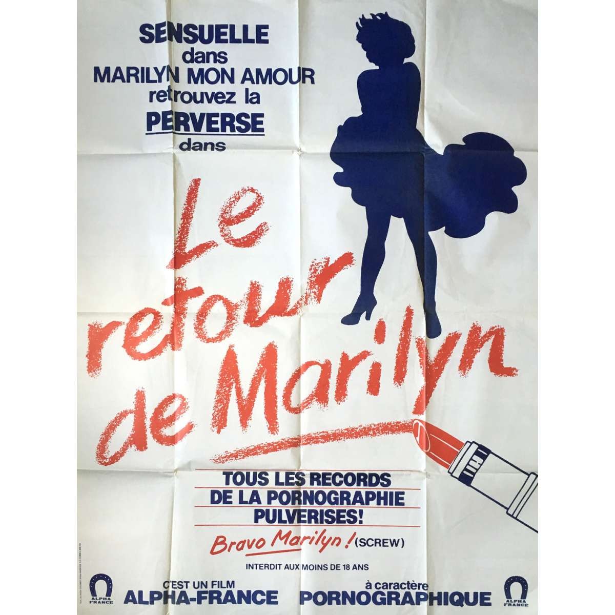 LE RETOUR DE MARILYN Movie Poster 47x63 in.  -  1986 - X-Rated , Olinka, Marilyn