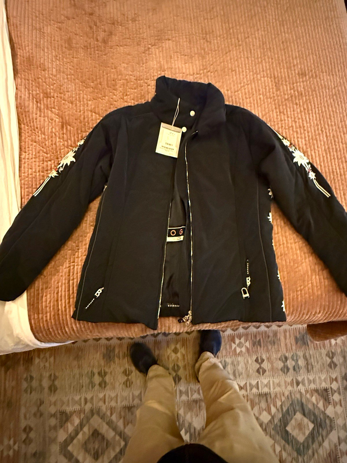 Bogner Black Down Insulated Full Zip Mid-Length Parka Ski Jacket Women’s Large