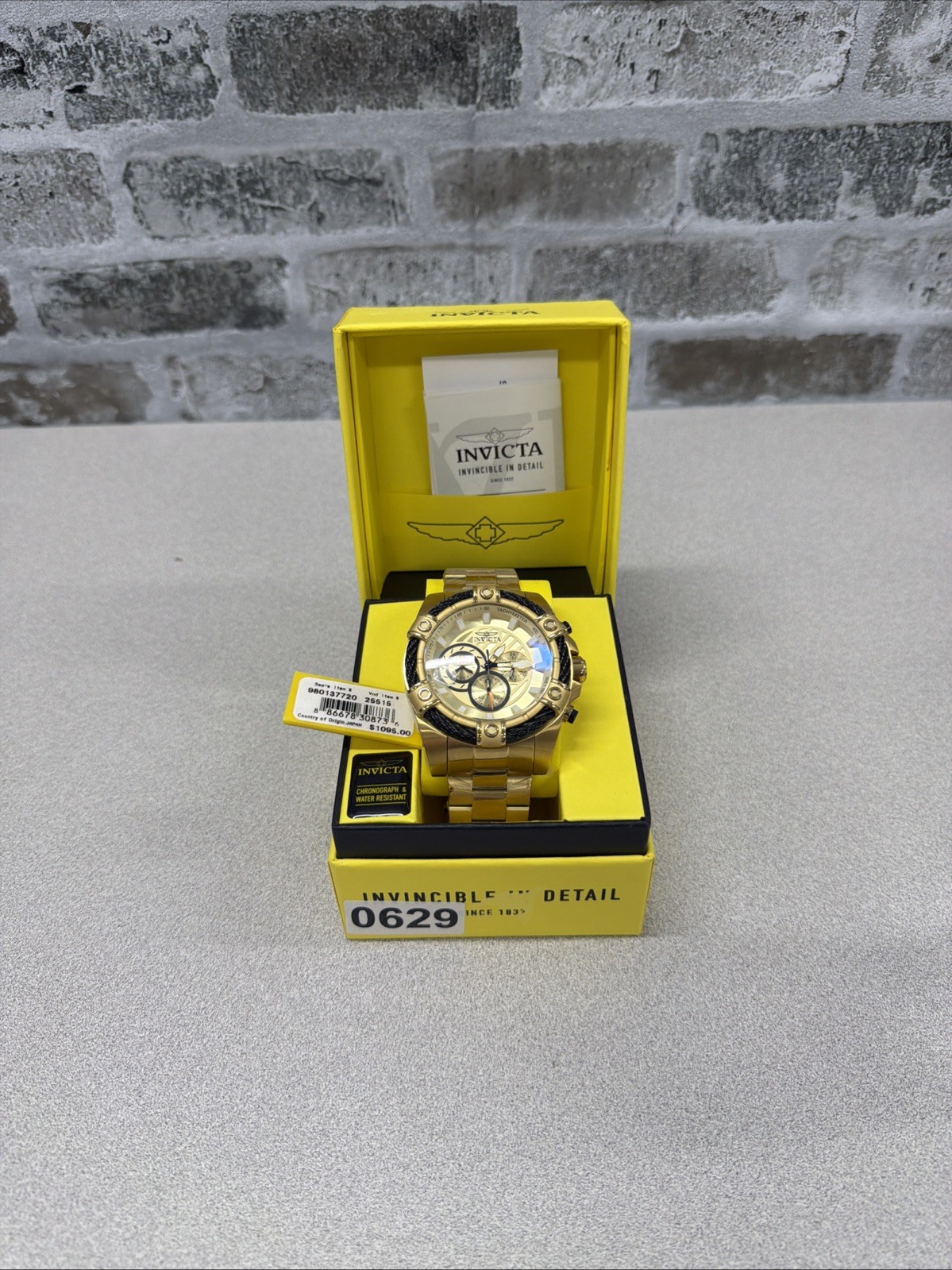 Invicta Bolt Men 52mm 25515 Chronograph gold/sunray  Dial Gold Tone NIB