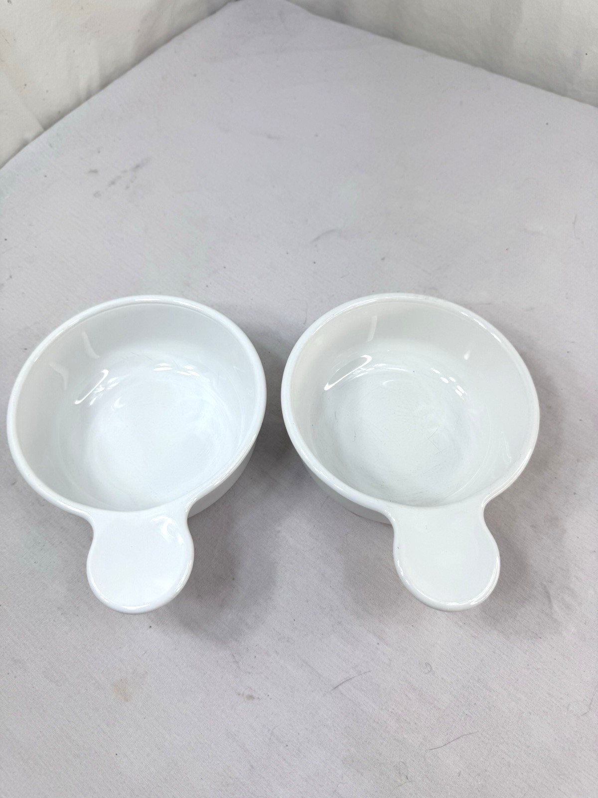 2 Vtg Corning Ware Grab It Tab Handle White Bowls P-150-B Cereal Soup 5.5\