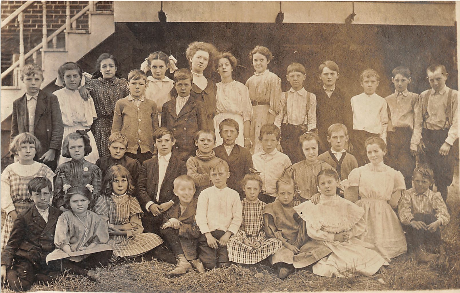 H82/ Interesting Teacher RPPC Postcard c1910 Early School Students 105