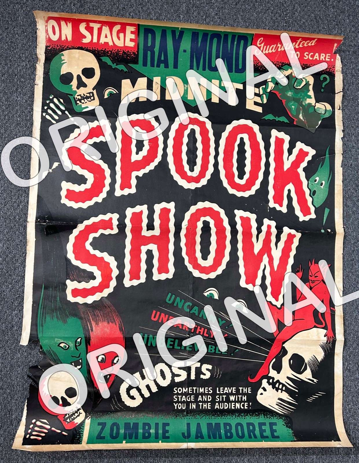 GHOST SHOW Zombie RAY-MOND 41 x 56 TWOSHEET  Vintage ORIGINAL  poster