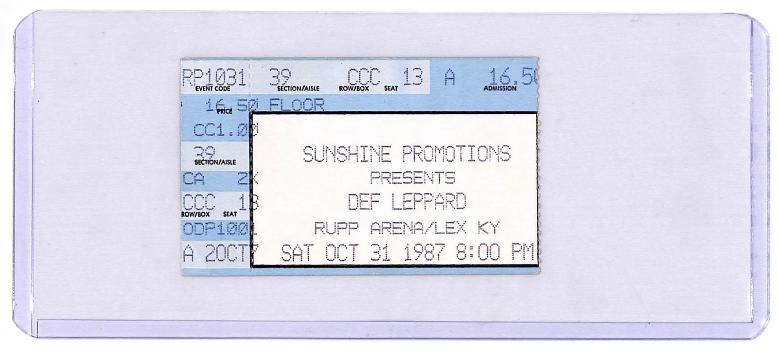 VTG 1987 Def Leppard Hysteria World Tour Ticket Stub Rupp Arena 10/31/87
