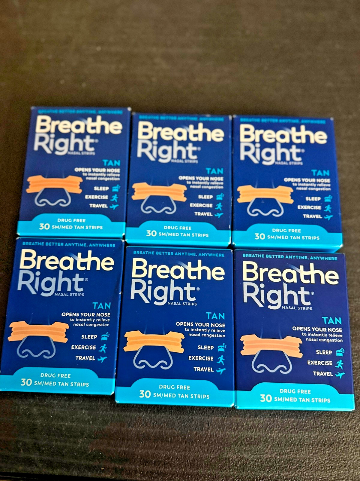 BREATHE RIGHT NASAL STRIPS,ORIGNIAL SM/MEDIUM TAN (6 x 30 COUNT BOXES) 180 TOTAL