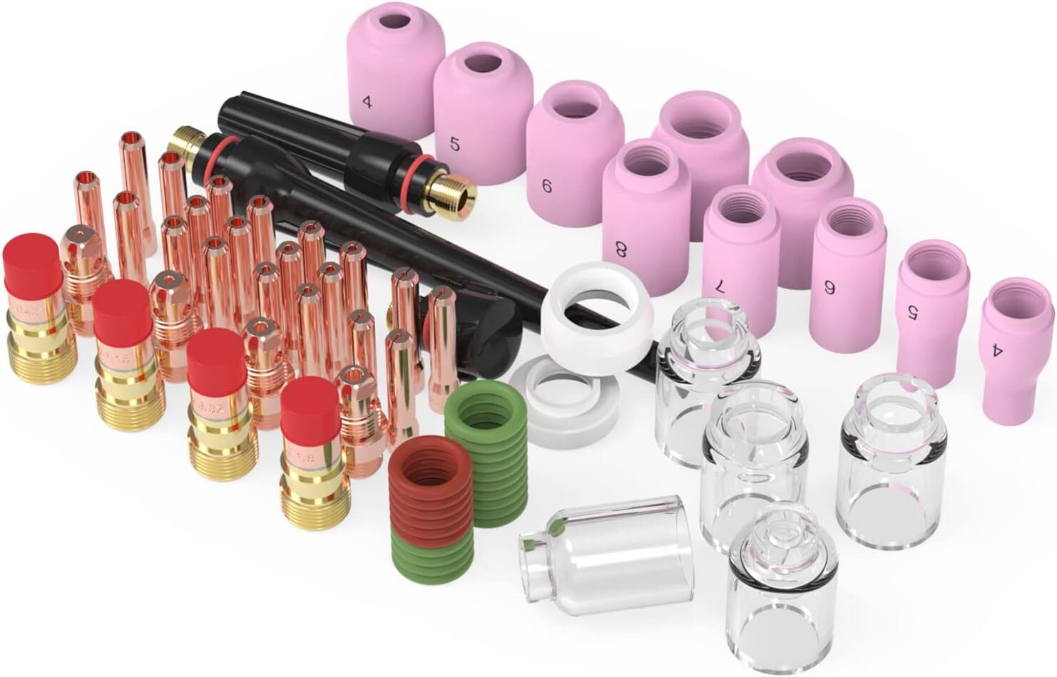 68 Pcs TIG Torch Accessories Kit Gas Lens Pyrex Glass Cup Kit For WP-17/18/26