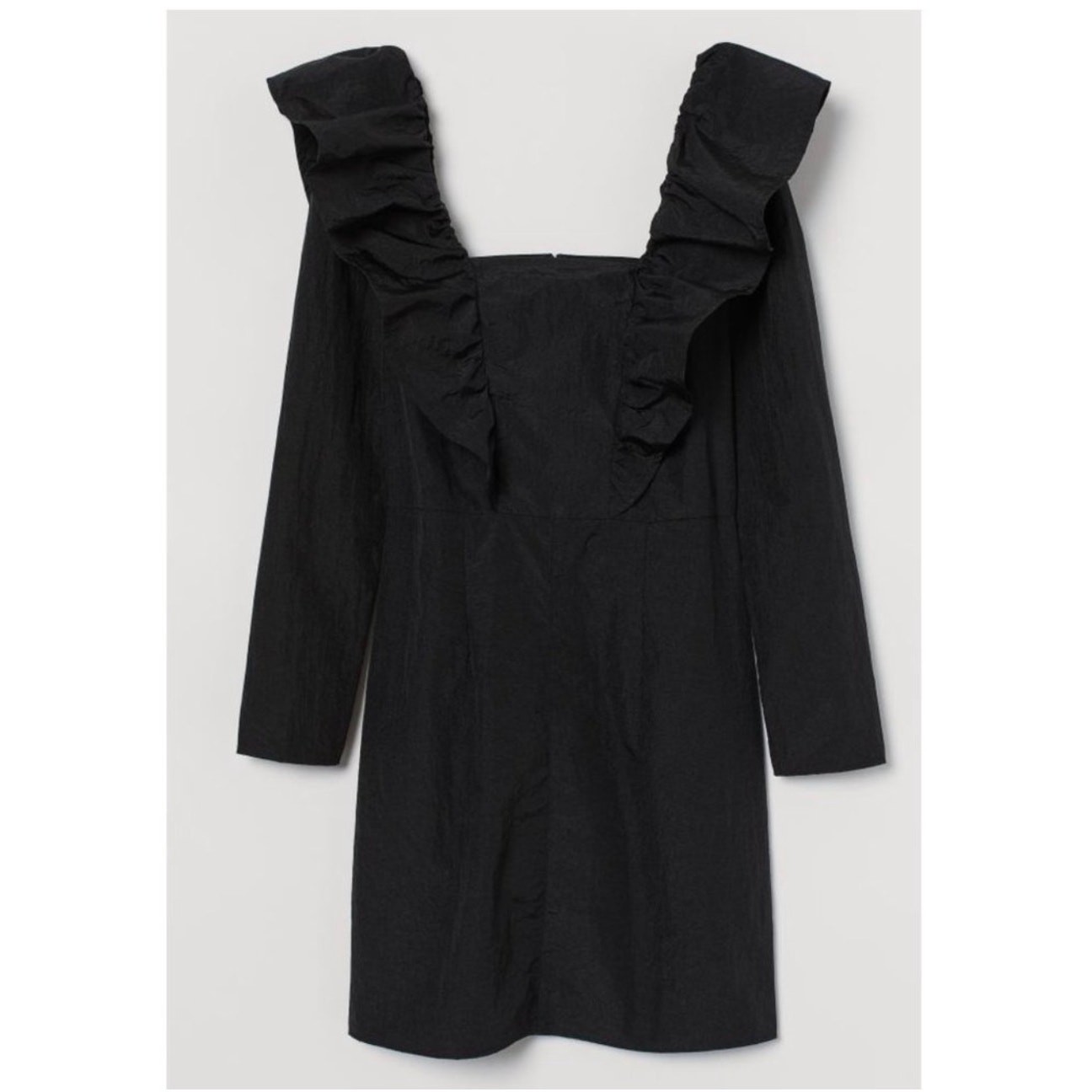 H&M Black Long Sleeve Ruffles Dress Size XXL NWT