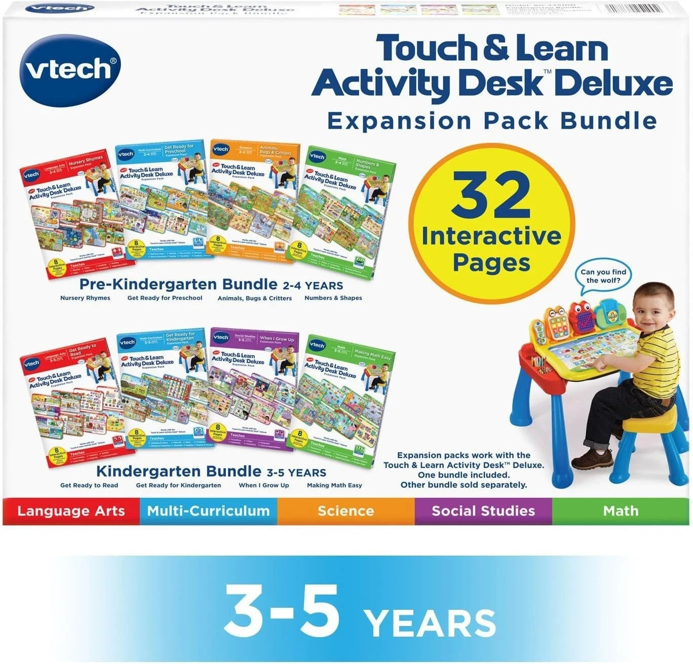 VTech Activity Desk 4-in-1 Kindergarten Expansion Pack Bundle for Age 3-5