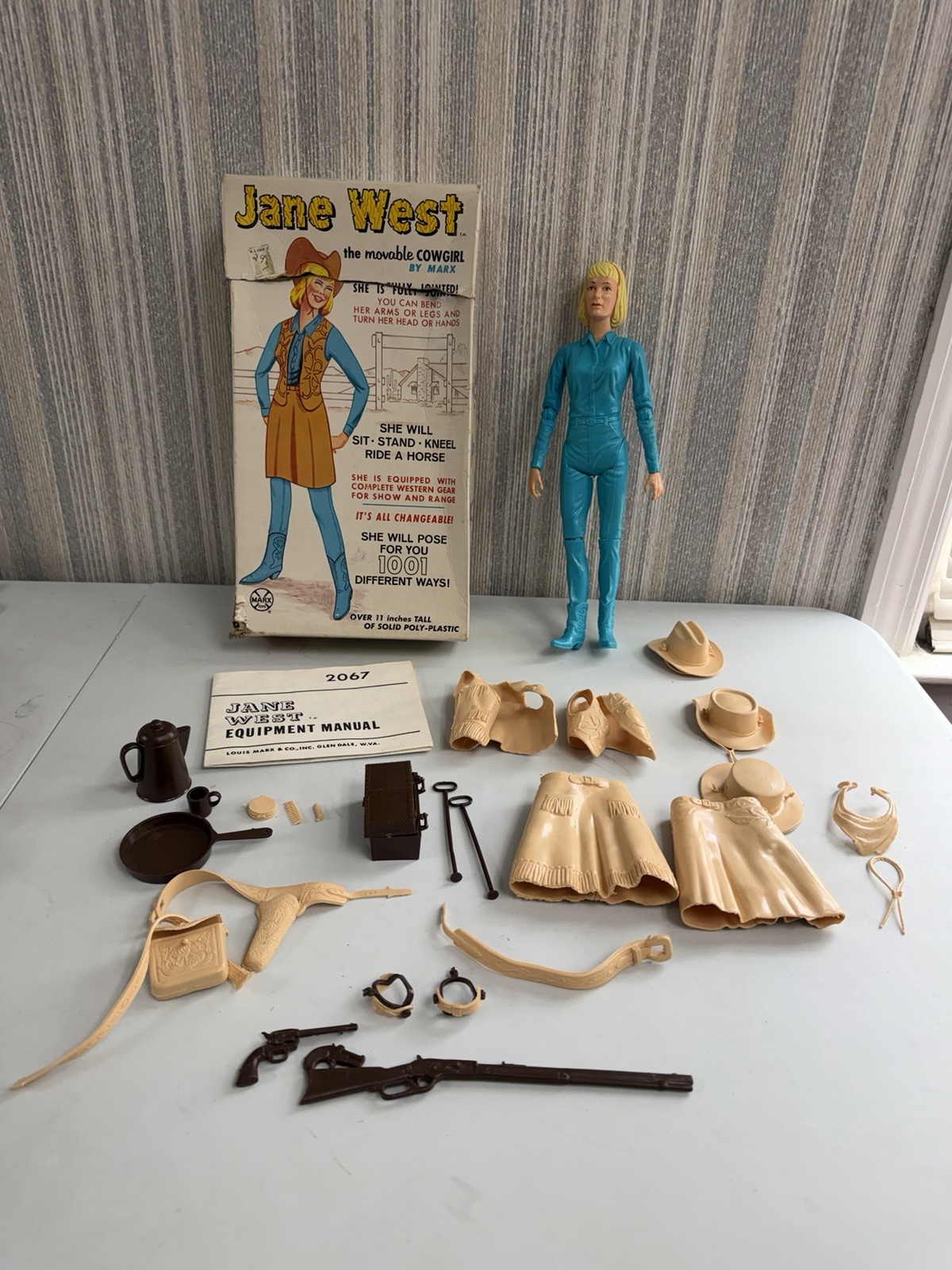 Vintage Jane West The Movable Cowgirl Doll In Original Box 60s Marx