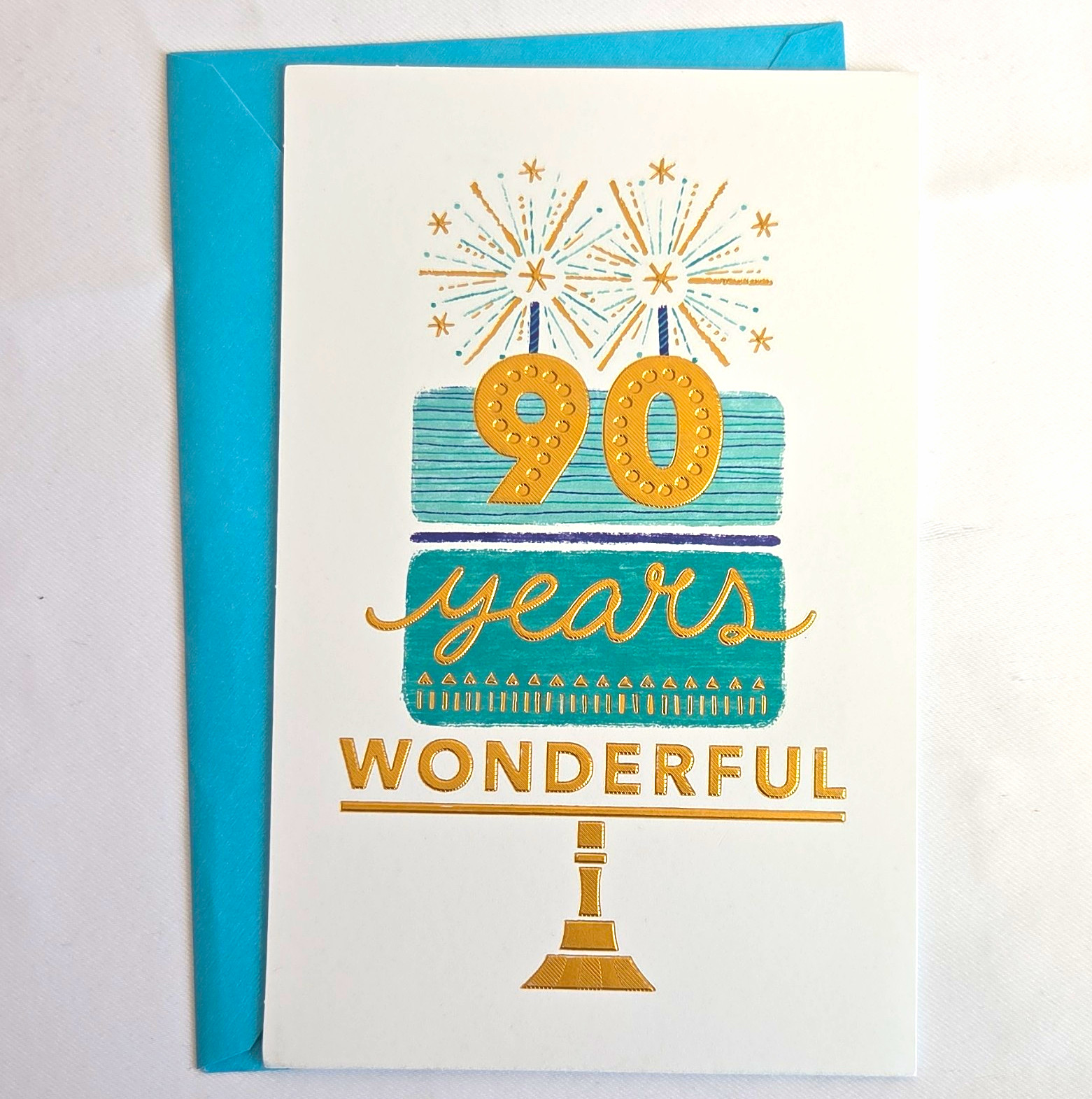 American Greetings 90th Birthday Folded Greeting Card Fireworks w/ Envelope American Greetings 90th Birthday Folded Greeting Card Fireworks w/ Envelope