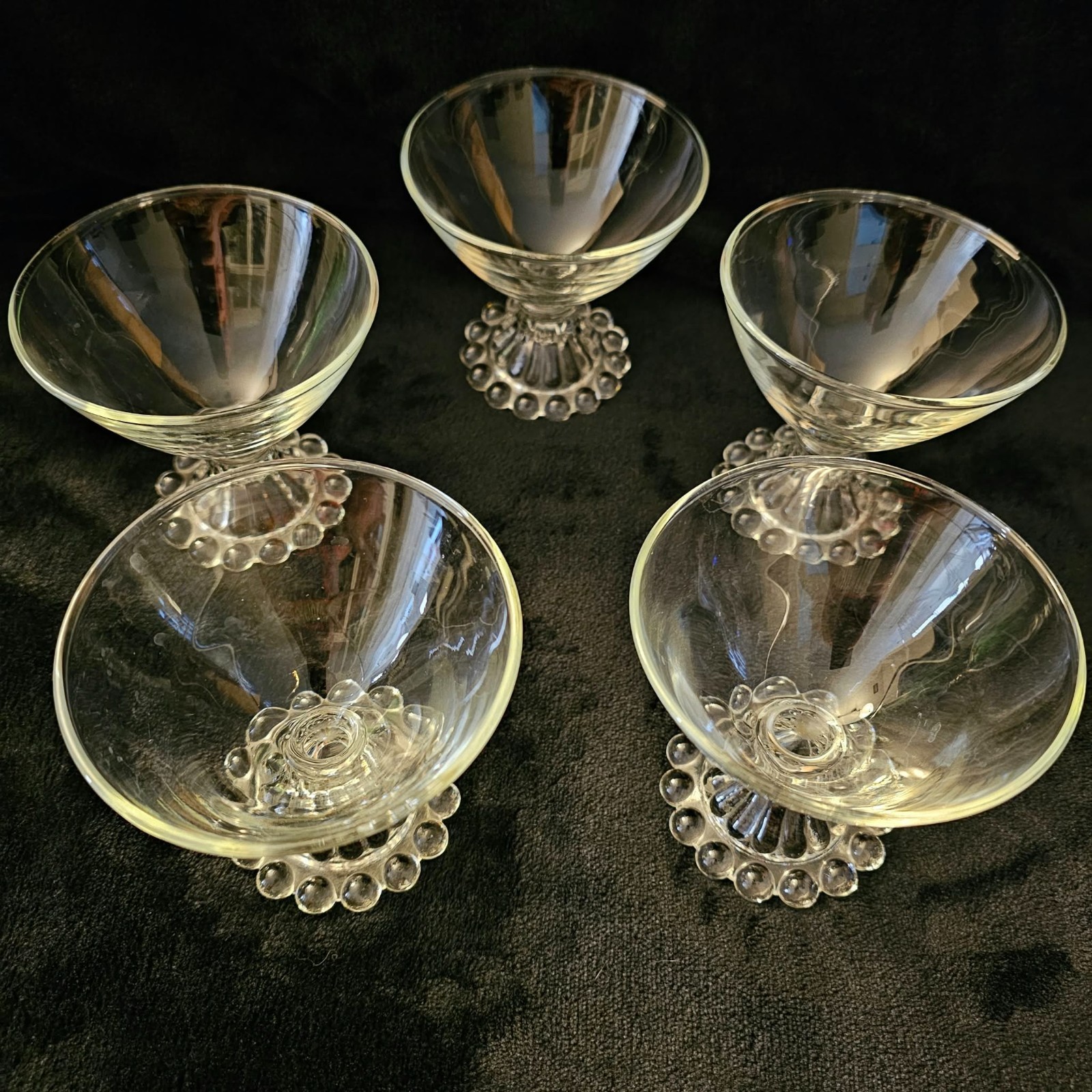 Vintage 50\'s Anchor Hocking Boopie Pattern Berwick Champagne / Sherbet Glasses