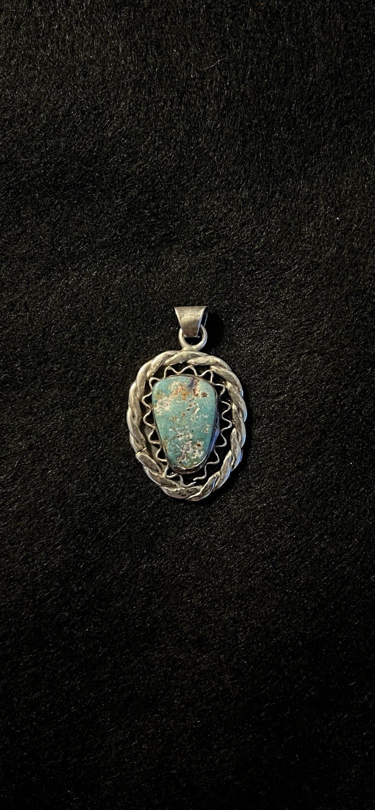 Vintage Navajo Sterling Silver 925 Turquoise Pendant