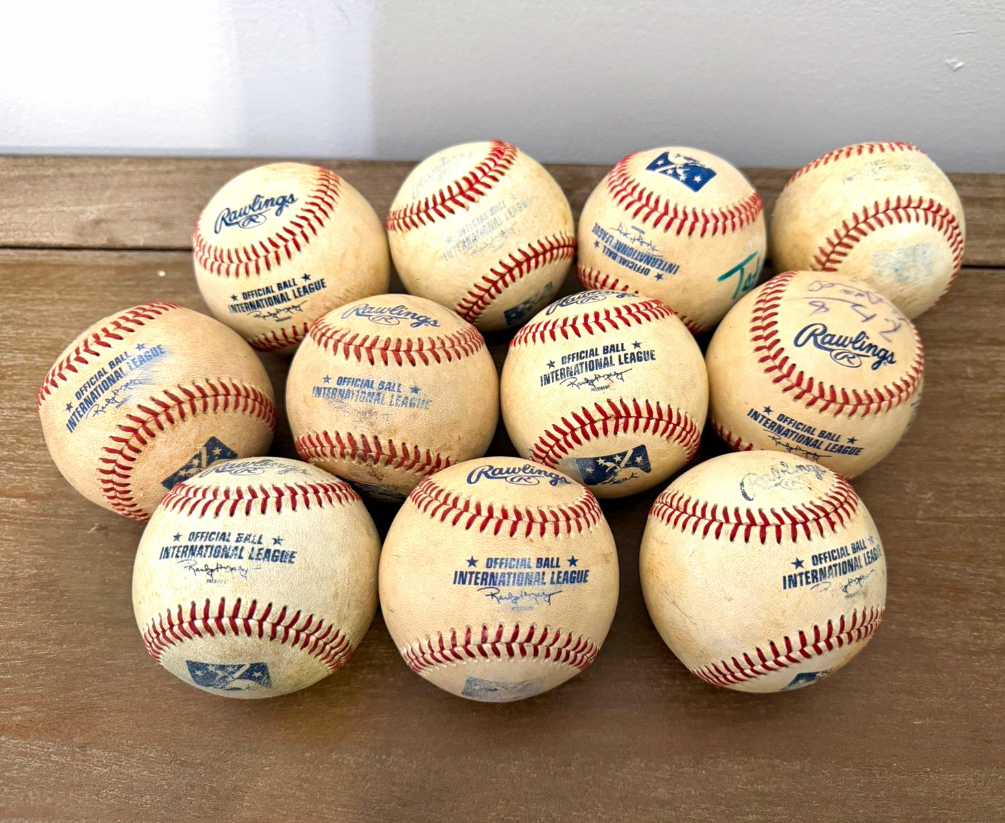 Rawlings Official International League 125th Game Used Baseballs Lit of 11