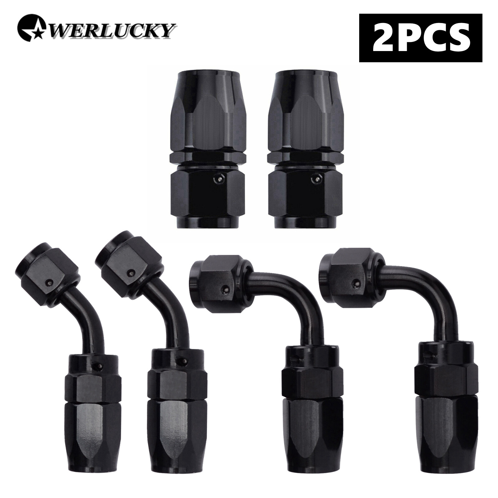 2Pcs AN6/AN8/AN10/AN12 Swivel Hose End Fitting Adapter Oil/Fuel/Gas Hose Line