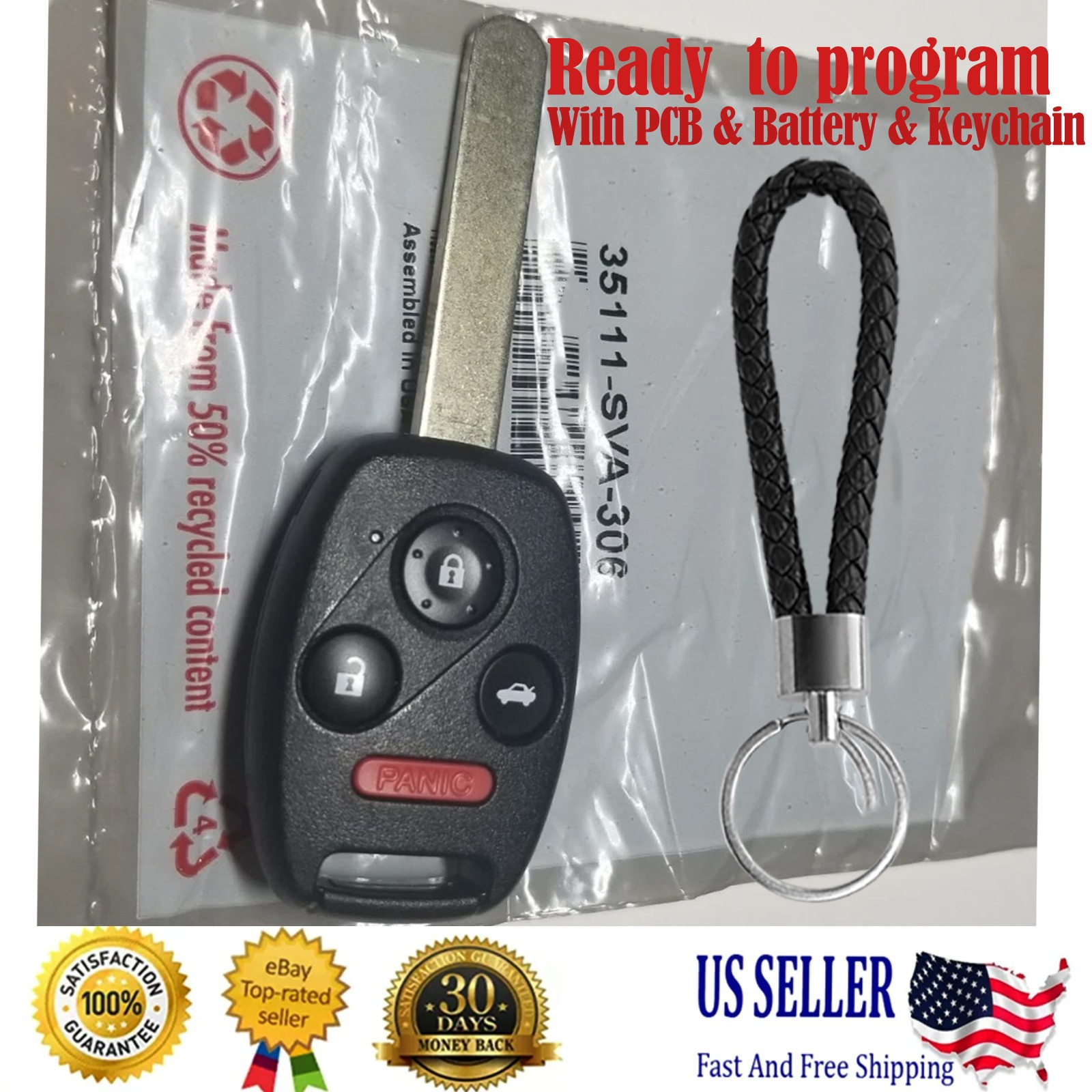 Fit YOUR OEM 2006-2013 Honda Civic Remote Car Key Fob,no LOGO👍👍