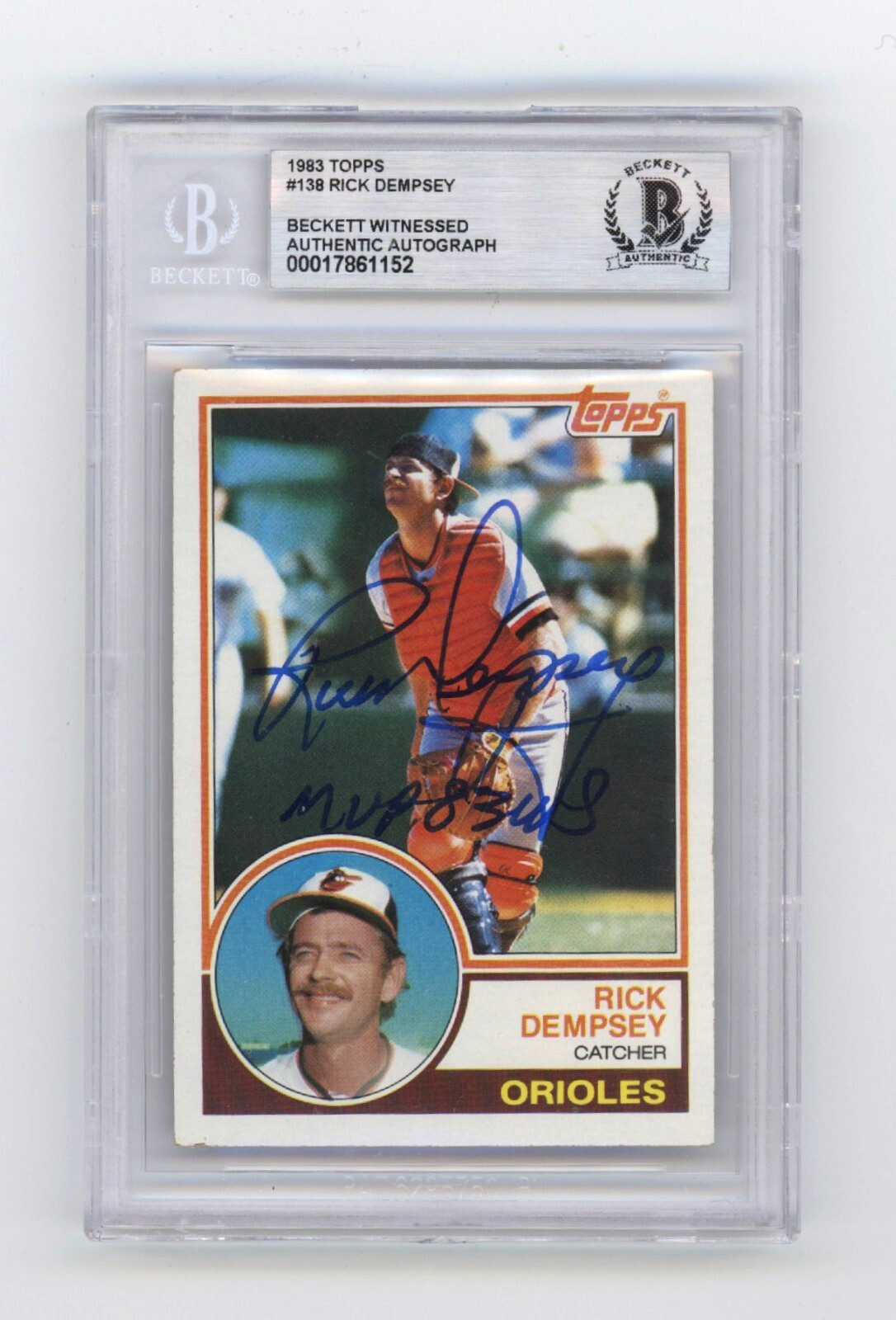 Rick Dempsey 1983 Topps #138 Signed w/ MVP 83 WS Beckett BGS BAS Auto Orioles