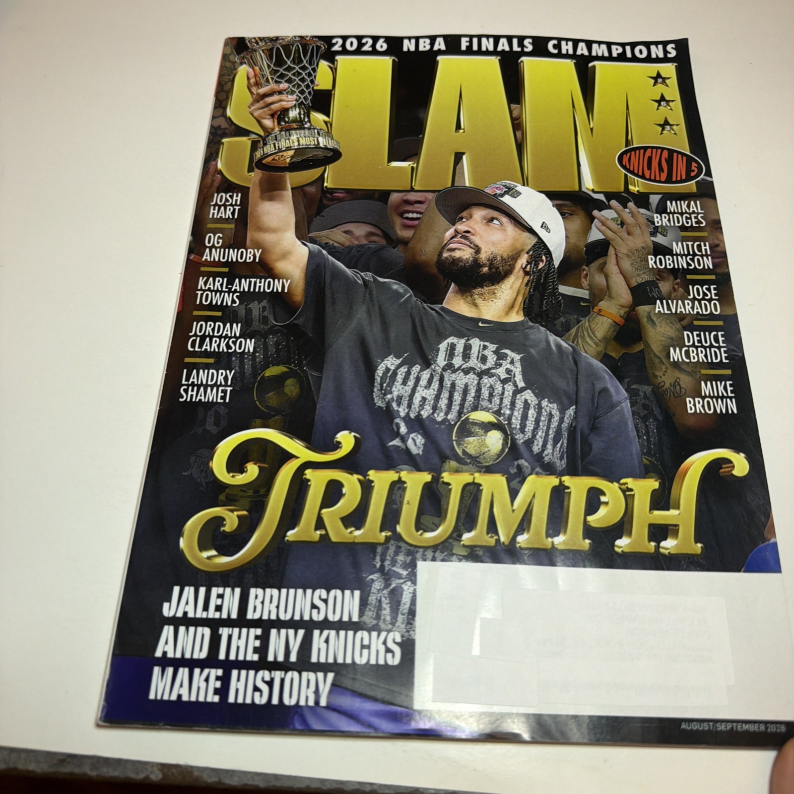 JANEN BRUNSON Slam Magazine Aug 2026 NY KNICKS TRIUMPH Champions OLIVIA MILES JANEN BRUNSON Slam Magazine Aug 2026 NY KNICKS TRIUMPH Champions OLIVIA MILES
