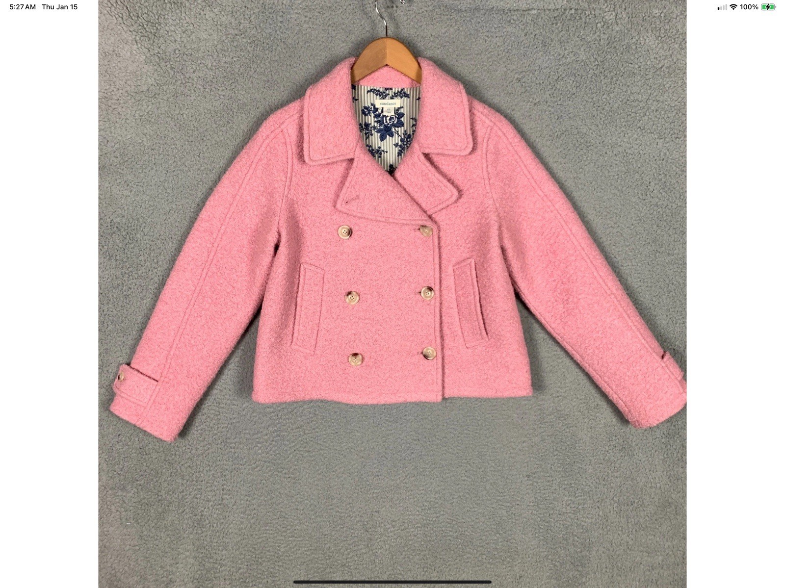 Sundance Gemma Pea Coat Womens PS Pink Boucle Wool Blend Double-Breasted $199 Sundance Gemma Pea Coat Womens PS Pink Boucle Wool Blend Double-Breasted $199