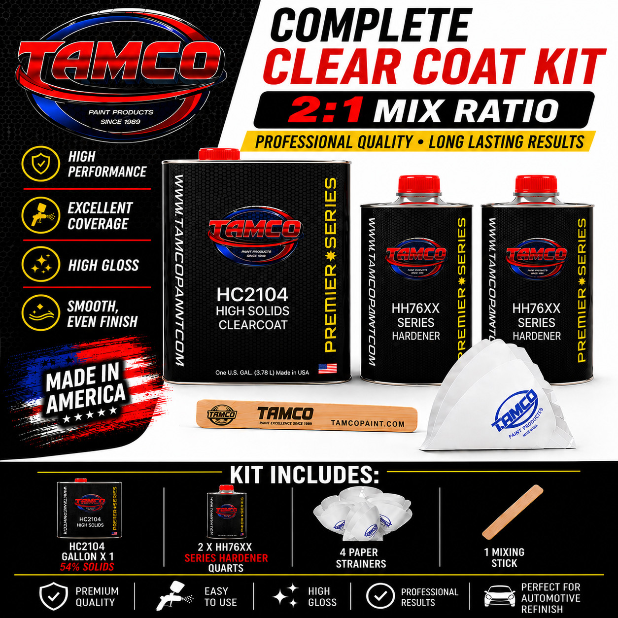 HC-2104  High Solids Clear – Show Quality - USA MADE 54% solids Automotive