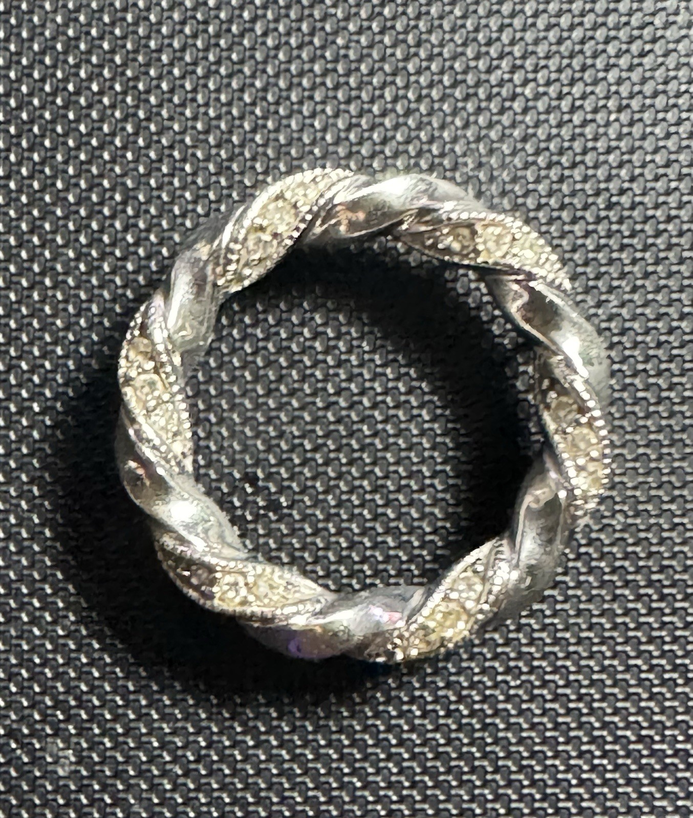 Vintage ODI 10K White Gold Diamond Twisted Eternity Floating Slide Pendant