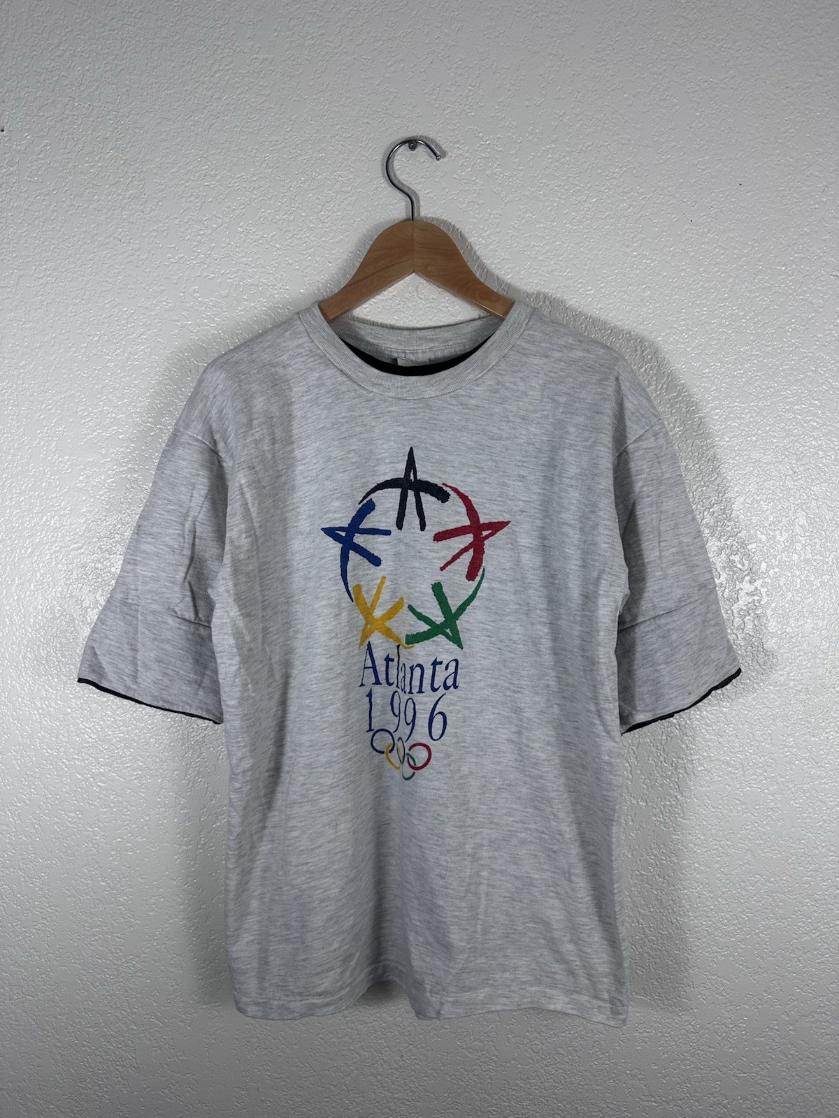 Vintage 1996 Atlanta Olympics Velva Sheen Double Layer T-Shirt USA Made L