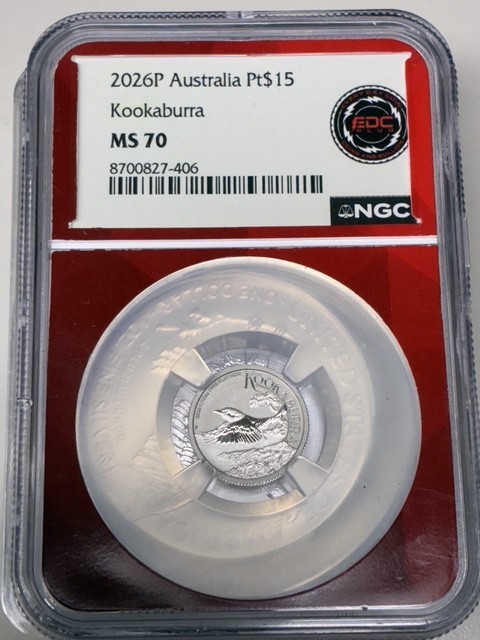 2026 Australia 1/10 oz Platinum Kookaburra NGC MS70 Perth Mint 2026 Australia 1/10 oz Platinum Kookaburra NGC MS70 Perth Mint