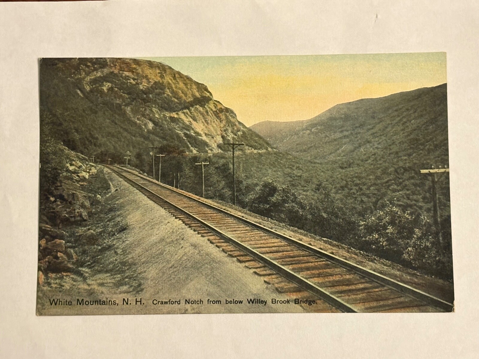 Postcard Crawford Notch from Below Willey Brook Bridge White Mountains NH Tracks Postcard Crawford Notch from Below Willey Brook Bridge White Mountains NH Tracks