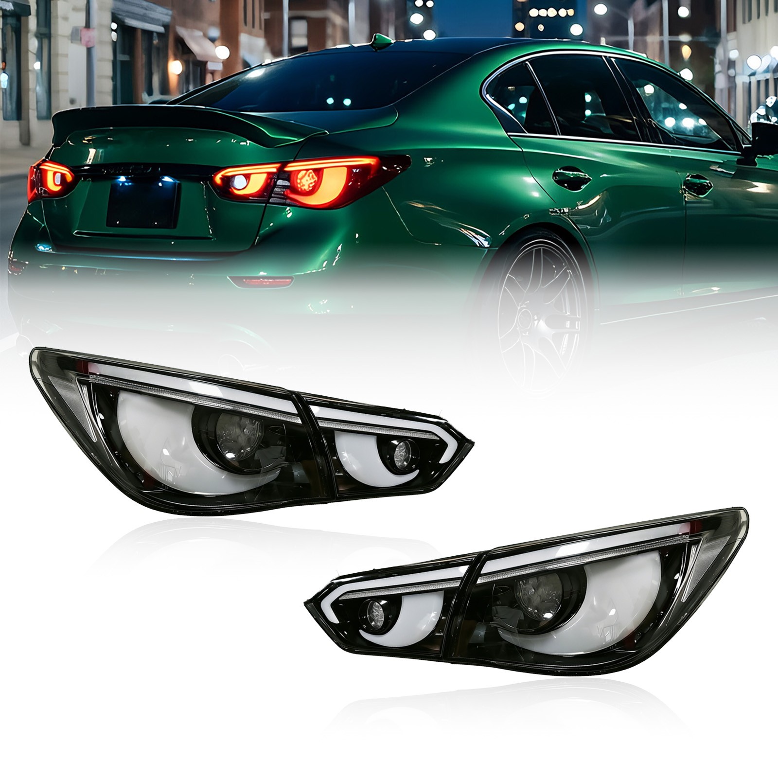 Top Exclusive Design Smoke Shell LED Tail Lights for 2014-2017 Infiniti Q50 V37